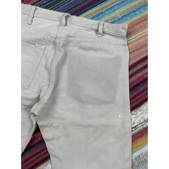 Vtg 50s Levis Sta-Prest Cotton Jeans 30x26 Talon Zip Heavy Repairs Distressed - Picture 16 of 16